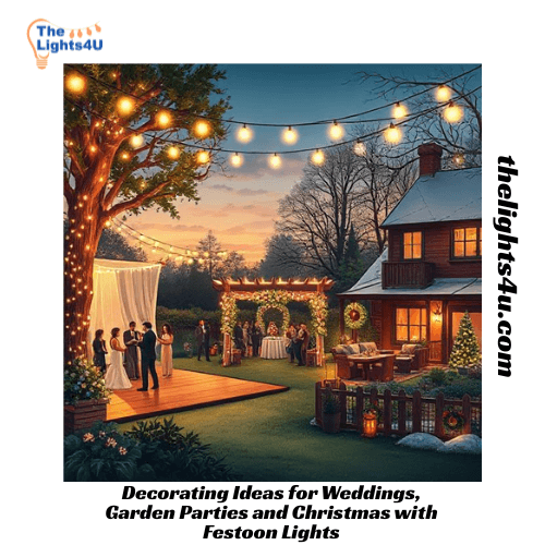Decorating Ideas for Weddings, Garden Parties and Christmas with Festoon Lights