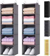 Hanging Wardrobe Storage Organiser for Clothes 5 Tier 2 Pack