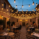 Outdoor LED festoon lights with G40 bulbs for garden décor