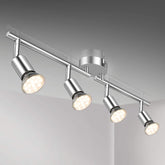 4-way adjustable ceiling spotlights with modern white and chrome finish