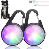 2 Pack LED Dog Collar Lights – Rechargeable Clip-On Pet Safety Lights with RGB Modes, Waterproof & Lightweight for Night Walking