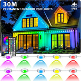 30m RGB permanent outdoor eaves lights with app and remote control