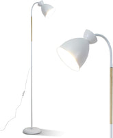 White floor lamp with adjustable head on a white background