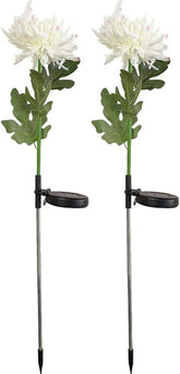 Solar Chrysanthemum Lights 2pcs Waterproof Light Artificial Flowers Stake Light for Gardening Yard Landscape Decor