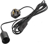 4M Plug in Pendant Light Fitting, Sunnylinn E27 Ceiling Lamp Holder Suspended Pendant Light Ceiling Lighting Fitting Kit with ON/Off Switch, 2 Cord Gold Fabric Cable UK Plug (Black)