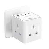 3-Way UK Plug Extension Socket with USB-A & USB-C Charging Ports – Compact Multi Plug Adapter with Safety Protection for Home, Office & Student Rooms – More Charging, Less Desk Clutter