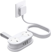 ORICO Travel Extension Lead with 3 USB Ports & 2 UK Sockets, Compact White Power Strip for Home, Office & Travel – Pack Less, Power More Wherever Life Takes You