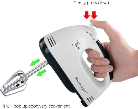 7-Speed Electric Hand Mixer for Baking – Stainless Steel Hand Whisk with Beaters & Dough Hooks, Lightweight Handheld Cake Mixer 7-Speed Electric Hand Mixer for Baking – Stainless Steel Hand Whisk with Beaters & Dough Hooks, Lightweight Handheld Cake Mixer