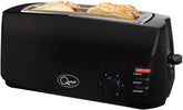 4 Slice Black Toaster – Extra Wide Long Slots for Crumpets & Bagels – 6 Browning Settings – Reheat & Defrost Function