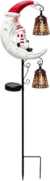Solar Christmas Lights - LED Santa Snowman, Moon Stake Lamp, Garden Decor