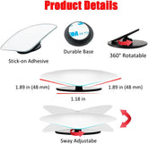 Ampper Fan Shaped Blind Spot Mirror Pack of 2 – HD Glass Frameless Adjustable Wide Angle