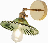 Green Industrial Vintage Wall Light – Brass & Glass Sconce