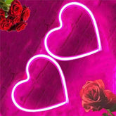 2Pack Valentines Heart Neon Sign,Battery Powered Led Pink Neon Light up Signs Heart Love Decorations Wall Decor for Bedroom Kitchen Door Dorm,Night Lamp Gifts for Girls Room,7.8x7.8in,Pink