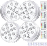 4 Pack RGB Waterproof Submersible LED Underwater Lights with Remote Control – Battery Operated Colour Changing Lights for Vases, Bowls, Ponds, Pools & Aquariums