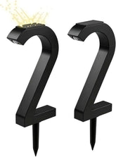 Solar Garden Lights - Number 2 Pieces Shape Spotlight Stake Lighting, Black
