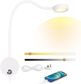 Flexi light with gradient lampshade, cable, plug, and smartphone on a white background