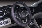 Microfiber Leather Car Steering Wheel Cover 15 Inch Black Pink