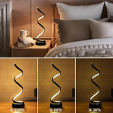 Decorative lamp with different brightness levels displayed in a bedroom setting.