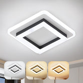 Dimmable Modern LED Ceiling Lights, Black | Acrylic, 18W 2160LM Square Living Room Ceiling Lamp with 3 Colors for Bedrooms Dining Room Hallway