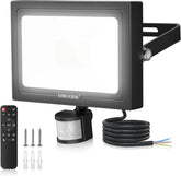 MEIKEE flood light with remote control and accessories on a white background