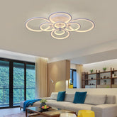 Modern living room with a ceiling light fixture