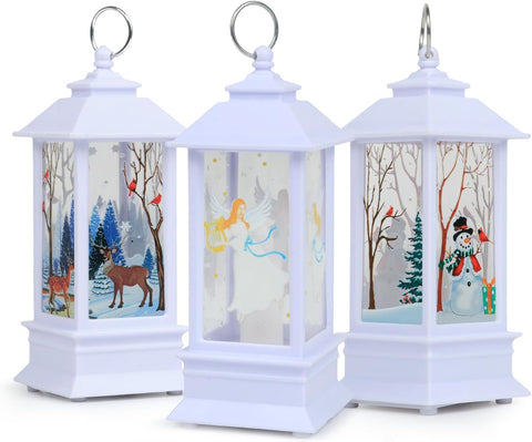3PCS White Christmas Lanterns with LED Tea Light 3PCS White Christmas Lanterns with LED Tea Light