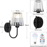 Rechargeable Wall Lights Set of 2 Crystal Black