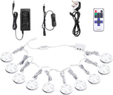 Under Cabinet LED Puck Lights 10-Pack Dimmable with Remote 6000K Daylight