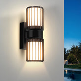 Outdoor Wall Lights Mains Powered IP54 – Modern Black Aluminum Exterior Sconce, Waterproof Garden Lamp for Porch & Patio, E27 x2