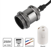 Light bulb socket with wiring diagram and specifications on a white background