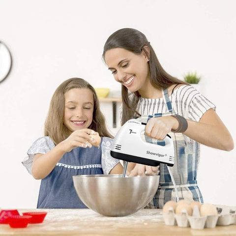 7-Speed Electric Hand Mixer for Baking – Stainless Steel Hand Whisk with Beaters & Dough Hooks, Lightweight Handheld Cake Mixer 7-Speed Electric Hand Mixer for Baking – Stainless Steel Hand Whisk with Beaters & Dough Hooks, Lightweight Handheld Cake Mixer