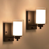 Pack of 2 Industrial Dimmable Wall Sconce - Matte Black with Rotary Dimmer Switch