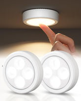 EZVALO LED Puck Lights 2 Pack – Rechargeable Touch Lights with 3 Colour Temperatures for Kitchen Cabinets, Wardrobes & Shelves - Put Light Exactly Where You Need It