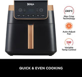 Air Fryer MAX PRO 6.2L – Family Size Digital Air Fryer with Non-Stick Drawer, Bake, Roast, Fry, Dishwasher Safe – Black & Copper