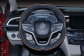 Microfiber Leather Car Steering Wheel Cover 15 Inch Black Orange