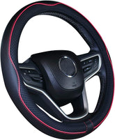 Microfiber Leather Car Steering Wheel Cover 15 inch – Black Red