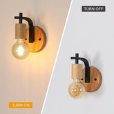 2 Pack Metal Vintage Wood Indoor Wall Sconce