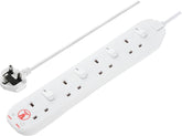 Masterplug 4-Way Surge Protected Extension Lead 2m – White 13A Power Strip with Individual Switches and LED Indicators – Keep Your Everyday Tech Powered, Protected and Tidy