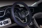Microfiber Leather Car Steering Wheel Cover 15 Inch Black Purple