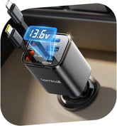 Lamicall 4-in-1 Retractable Car Charger Adapter 69W USB-C & USB-A