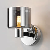 Elegant Chrome Wall Light - Modern Design with Smoked Grey Glass Shade