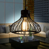 Modern Vintage Industrial Retro Pendant Light Metal Cage Loft Bar Ceiling Light Cage 1x E27 Base (Black)