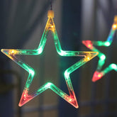 Colorful LED star-shaped lights against a dark background
