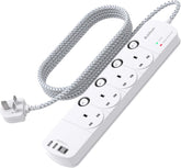 1.8M 4 Way Extension Lead with 4 USB Ports (2 USB-C) – Surge Protection & Individual Switches for a Tidier Home and Workspace