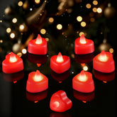 Heart Love Battery Operated Flameless LED Tea Lights with Artificial Rose Petals – 12 Pack Romantic Decor
