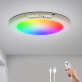 Rechargeable Motion Sensor Ceiling Light with Magnetic Mount | RGB Color Changing, Dimmable, 5000mAh Battery | No Wiring