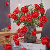 Hot Red Rose Flower Fairy String Lights 6M with 40 LEDs, Battery Operated Decorative Lights for Romantic Décor