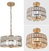 Three gold and crystal chandeliers on a white background