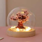 Cherry Blossom Flower Night Lamp with Fairy Lights & Greeting Card – Cute Battery Powered Bedroom Decor Gift