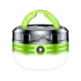 Camping lantern lighting up a tent interior